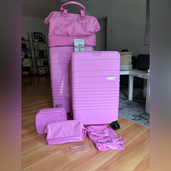BEIS Pink Luggage Set in berry - message me to discuss purchase or shipping - Picture 1 of 16